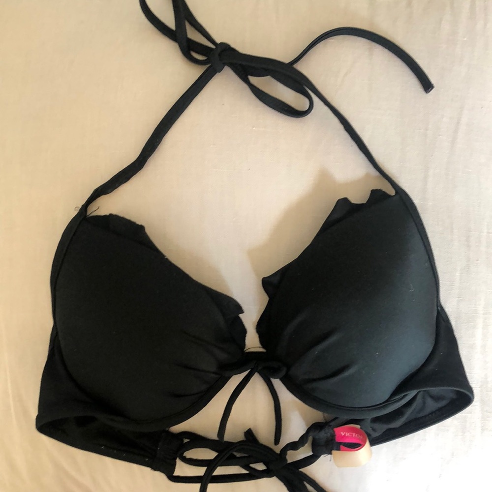 Victoria’s Secret black ruffle edge bikini top
